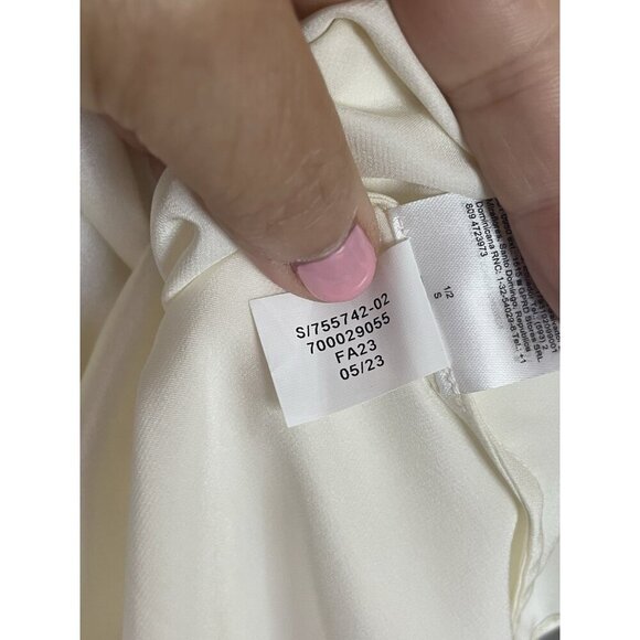 Banana Republic Silk Satin Pleated Blouse Sz S Shirt Ivory Career Party Elegant - Picture 6 of 7